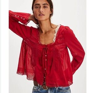 Free People Scarlet Lace Blouse